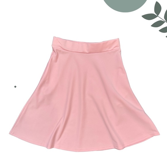 🛍️3/$40 Bubblegum Pink A-Line Skater Skirt High Waist Stretch Pull On Medium - Picture 1 of 3